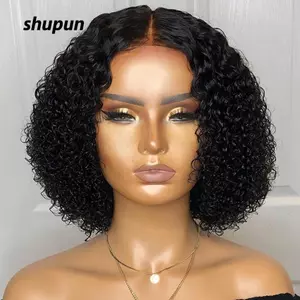 SHUPUN Ren Phía Trước Tóc Giả, Màu Đen Sâu Kinky Xoăn Tóc Giả Tóc Người, Cho Bữa Tiệc Hàng Ngày Bền Tóc Giả Xoăn Cho Nữ