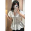 Áo sơ mi kẻ sọc cổ tim đính nơ dáng babydoll thời trang mùa hè xinh xắn SMK9844 - Hieuvy Botique