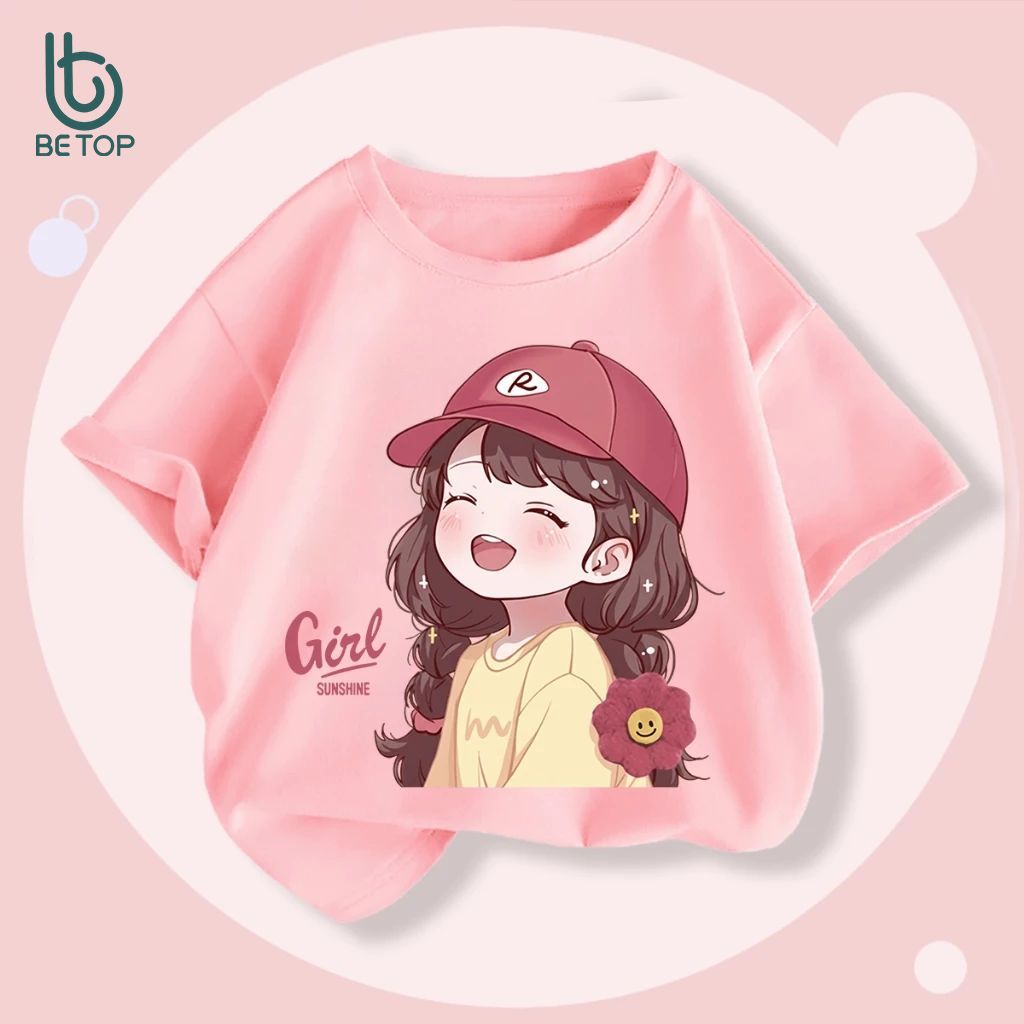 Áo Phông Bé Gái BETOP, Hình In Cute Siêu Hot, Chất Cotton Cao Cấp Mềm Mịn, Thoáng Mát, Bé Mặc Là Xinh