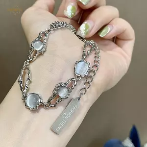PNPIA- Kiss Trang Sức Kpop Vòng Tay Thép Titan Cho Nữ Y2K INS Thời Trang Hàn Quốc sel Mặt Dây Chuyền Vòng Tay Pulseras Quà Tặng