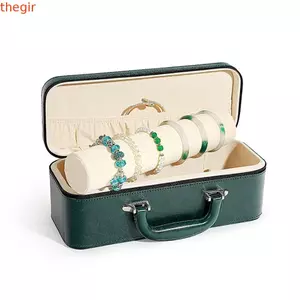 Hộp trưng bày đồng hồ THEGIRL8B, có tay cầm Giá đỡ đồng hồ đeo tay bằng da PU, Hộp quà tặng Vintage Bền bỉ Vòng tay nhỏ gọn Hộp đựng đồng hồ bảo vệ