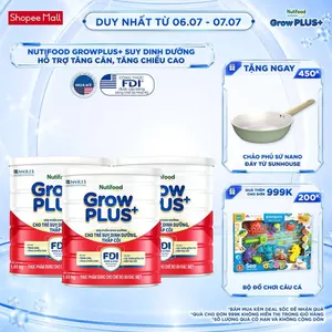 Combo 3 Sữa bột Nutifood GrowPLUS+ Suy Dinh Dưỡng (Đỏ) 1+ - Tăng Cân, Tăng Chiều Cao ( 3 Lon 1,65 Kg)