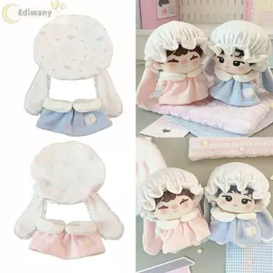 Bộ váy mũ búp bê EDIWANY, Phụ kiện búp bê Quần áo búp bê 10cm, Trang phục thay thế màu xanh hồng sáng tạo Bộ váy búp bê ngôi sao nơ