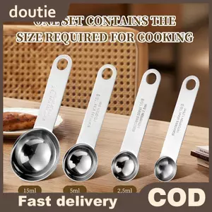 Doutie 1 / 4 Thìa Đo Bằng Thép Không Gỉ Có Thước Đo Cân Đánh Trứng Thìa Nhà Bếp Cà Phê Nướng Dụng Cụ Đo VN