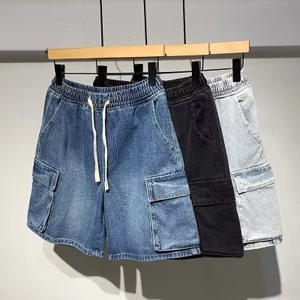 Mùa Hè 2026 Mới Phong Cách Nhật Bản Co Giãn Eo Bảo Hộ Lao Động Quần Short Denim Cho Nam Quần Short Thường Ngày