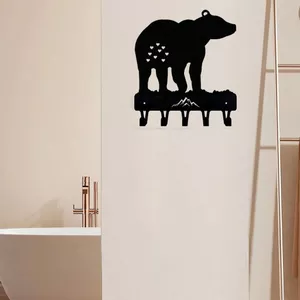 HELLOYOUNG Gấu Chìa Khóa Móc Treo Tường Kim Loại Màu Đen Giá Treo Khăn Móc Treo Áo Treo Tường Nhà Trang Trí Lưu Trữ