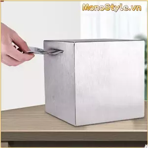Hộp Đựng Tiền MONOSTYLE, Thép Không Gỉ Chỉ Có Ở Heo Đất, Vuông Di Động Handmade An Ninh Đồng Xu Hộp Tiết Kiệm Tiền Quà Tặng