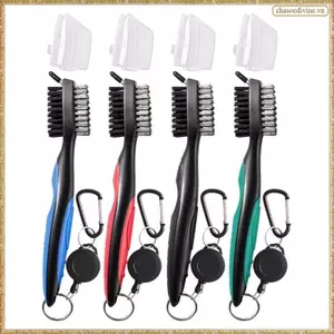 Dụng cụ làm sạch câu lạc bộ Golf với khóa kéo có thể thu vào, Carabiner nhôm và bàn chải làm sạch rãnh