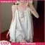 XUAN Đi Biển Dây Đeo Đầm Babydoll Thiết Kế Du Lịch Ren Thoải Mái Rời Ngắn Sling Nhà Đầm VN