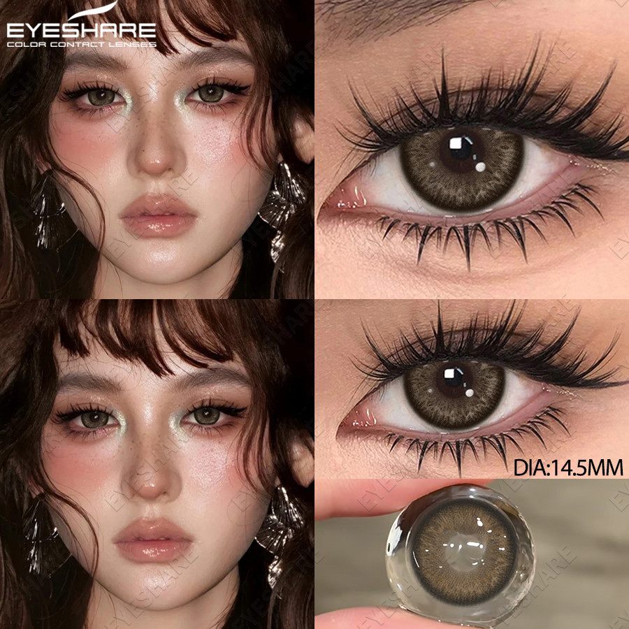 EYEHARE Tự Nhiên Phong Cách Mới Màu Kính Áp tròng Màu Nâu Mắt To Softlenses