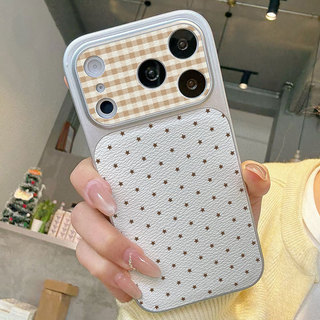 Thời Trang Da Sang Trọng Cho IPhone 17 11 16 15 14 13 12 Pro Max Windows Trường Hợp Điện Thoại Polka Dot Cổ Điển