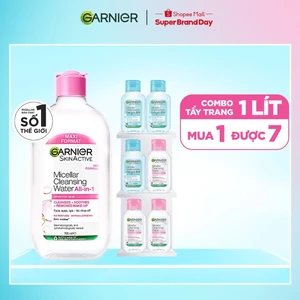 Bộ 1L Nước Tẩy Trang làm sạch sâu dịu nhẹ cho mọi loại da- Garnier Micellar Cleansing Water(700ml + 50mlx6)