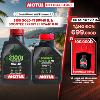 Combo Dầu nhớt xe Máy MOTUL 3100 GOLD 4T 10W40 1L và xe tay ga SCOOTER EXPERT LE 10W40 0.8L