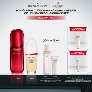 Combo Revitalessence Skin Glow Kem nền 30ml và Tinh chất dưỡng da Shiseido Ultimune Power Infusing 4.0 Serum 75ml