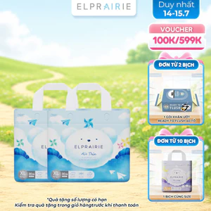 Combo 2 Tã/Bỉm Quần ELPRAIRIE Air Thin Size XL 30 Miếng Siêu Thấm Hút, Chống Tràn Mỏng Mát Cho Bé Thoải Mái Vui Chơi