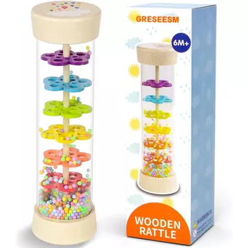 Rain Stick, Đồ chơi trẻ em Montessori cho bé 6-12 tháng tuổi 1 tuổi, Đồ chơi cảm giác bằng gỗ lục lạc cho bé, Đồ chơi âm nhạc cho trẻ sơ sinh 7.7 ” Rainmaker - Quà tặng cho bé 6 7 8 9 12 tháng tuổi Sơ