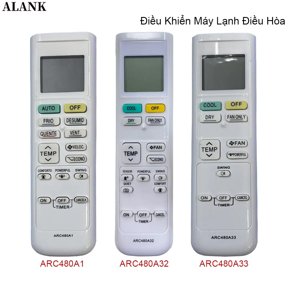 ALANK Điều khiển điều hòa DAIKIN (dạng rời) - Remote máy lạnh DAIKIN ARC480A1 /ARC480A32 /ARC480A33
