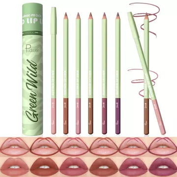 Bút chì kẻ viền môi Pudaier Matte Velvet - Bộ kẻ viền môi tông đỏ tím nâu kèm hộp đựng, bút chì kẻ viền môi nude chống nước bền màu, định hình & làm đầy