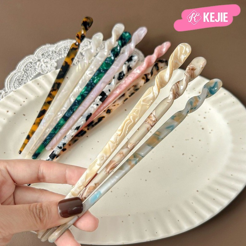 KEJIE 7.5cm Acetate Đá Cẩm Thạch Họa Tiết Tóc Đơn Giản Phong Cách Cổ Bện Phụ Kiện Tóc