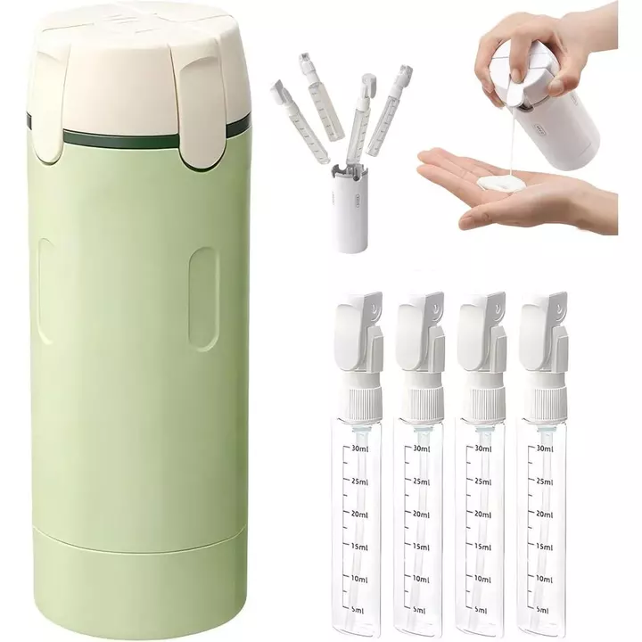 Chai du lịch 4 trong 1, 4 gói Chai du lịch 30ML dành cho đồ vệ sinh Hộp đựng kích thước du lịch Đồ cần thiết cho phụ nữ cho dầu gội Kem dưỡng da trong suốt có cân và