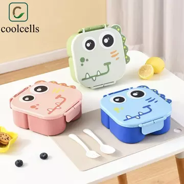 COOLCELLS Hộp cơm trưa khủng long hoạt hình, Hộp đựng thực phẩm Hộp dã ngoại thực phẩm di động, Hộp đựng cơm trưa an toàn thực phẩm chống rò rỉ dễ thương cho trẻ em Văn phòng trường học trẻ em