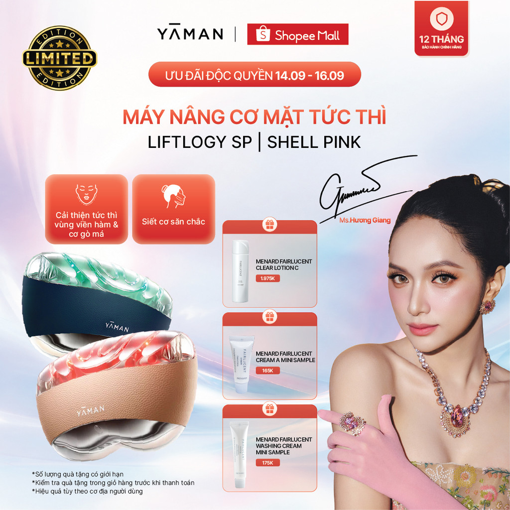 [MUA 1 TẶNG 3] Máy nâng cơ mặt tức thì YAMAN, massage hỗ trợ ngừa lão hoá và chăm sóc da Liftlogy SP/Shell Pink