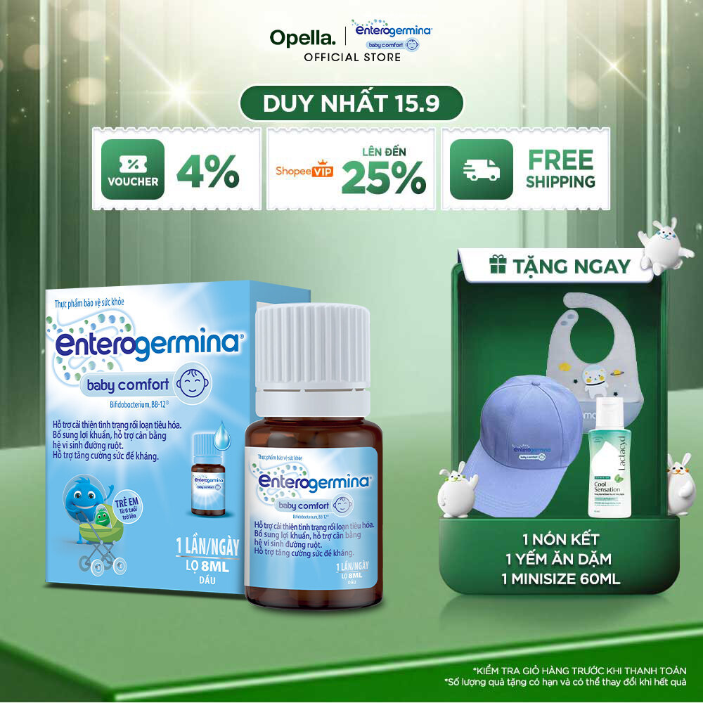 Men vi sinh Enterogermina Baby Comfort hỗ trợ cải thiện tình trạng rối loạn tiêu hóa ở trẻ nhỏ từ 0 tháng tuổi-Lọ 8ml