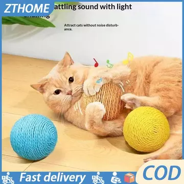 (COD) Sisal Chống Cắn Mèo Đồ Chơi Bóng Tương Tác Làm Sạch Răng Tự Nhiên Nhai Đồ Chơi Cho Mèo Con Mèo Trưởng Thành Mèo Nhà Đồ Chơi Thú Cưng
