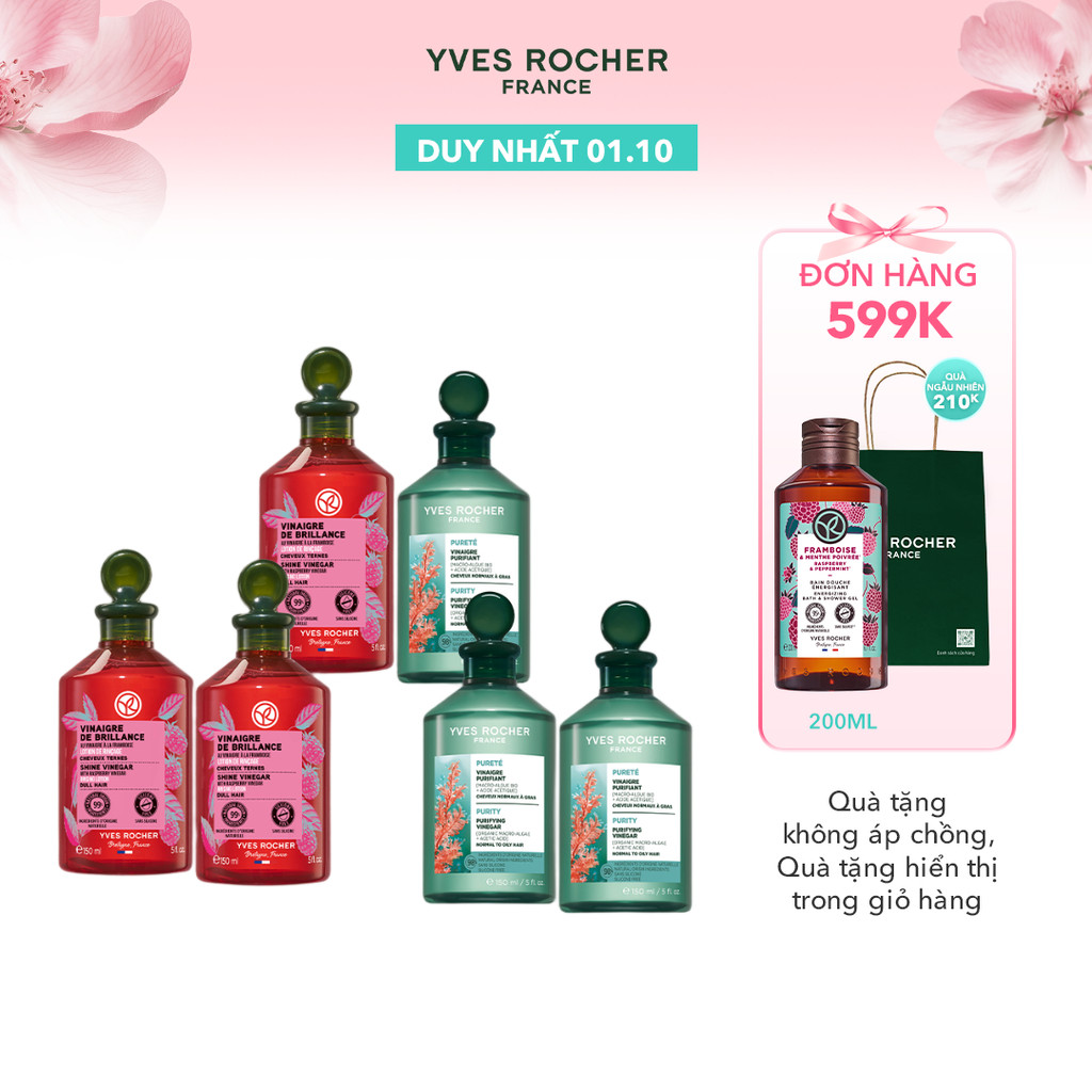 Giấm xả tóc thanh lọc da đầu & bóng khoẻ tóc Yves Rocher (nhiều phân loại)