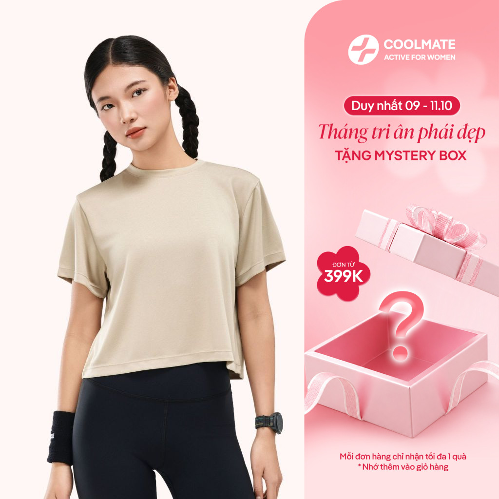 [399K TẶNG MYSTERYBOX]Áo thể thao nữ Essential Croptop Tee nhanh khô thấm hút thoáng khí - Coolmate Active For Women