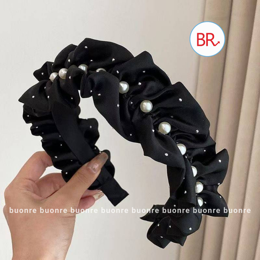 Bờm chấm bi đính ngọc trai–Bờm tóc nữ dự tiệc,bờm ngọc trai bản nhỏ xinh,phụ kiện cài tóc thời trang hottrend 2025