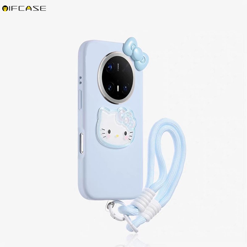 Dành Cho Samsung Galaxy A16 A06 A07 A17 A56 A36 A26 A35 A55 A34 5G 4G Vỏ Điện Thoại Stereo Có Dây Buộc Dễ Thương Hello Kitty Mèo Nơ Nơ Nơ Hoạt Hình Vỏ Mềm