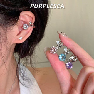Kẹp tai zircon nhiều màu sắc, bóng đèn nhỏ sáng bóng, phong cách Hàn Quốc sang trọng cho nữ