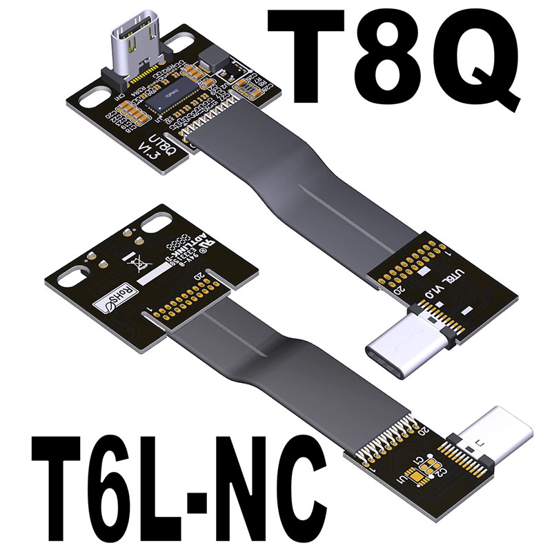 ADT-Link USB 3.2 Type C Nam Sang Type C Nữ Cáp phẳng Gen2x2 20Gbps 10Gbps Bộ mở rộng 90 độ có thể gập lại