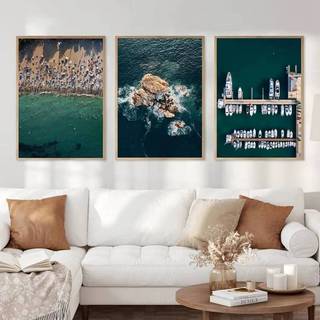 Ý City Blue Beach Lisbon New York odern Tối Giản Poster Không Khung Tranh Canvas Cho Phòng Khách Trang Trí Nhà
