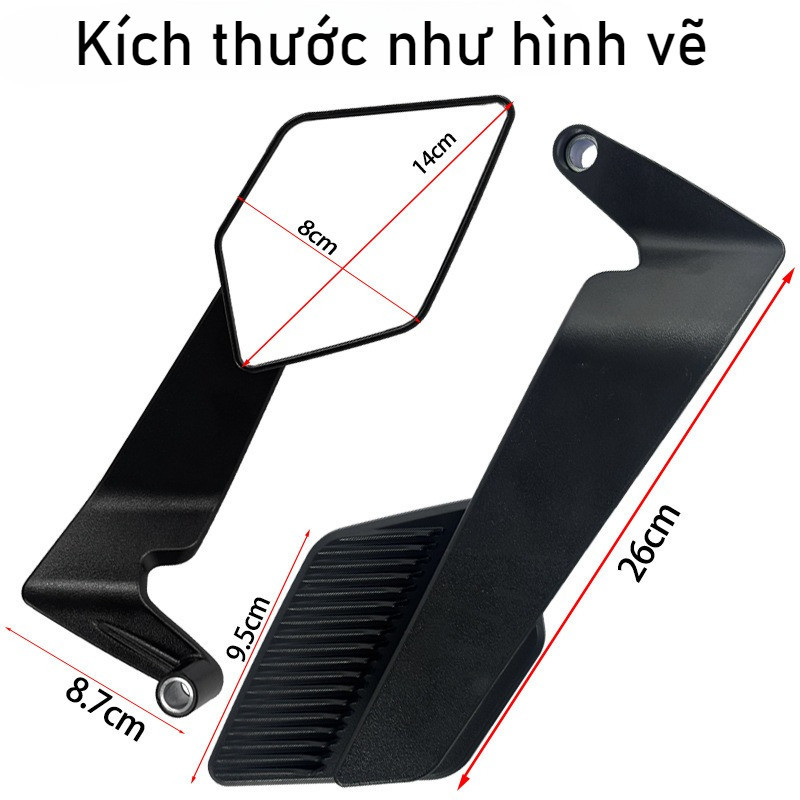 Gương Cánh Én V2, Mặt Kính Trắng Góc Rộng, Siêu Cao Cấp, Góc Nhìn Rộng, Đủ Tiêu Chuẩn Kích Thước, Chắc Chắn Bền Đẹp