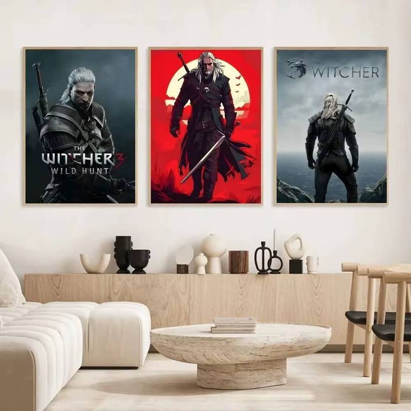 2025 The W-Witcher 3 Wild Hunt Game Poster HD nghệ thuật canvas tranh nhà phòng khách thanh trang trí