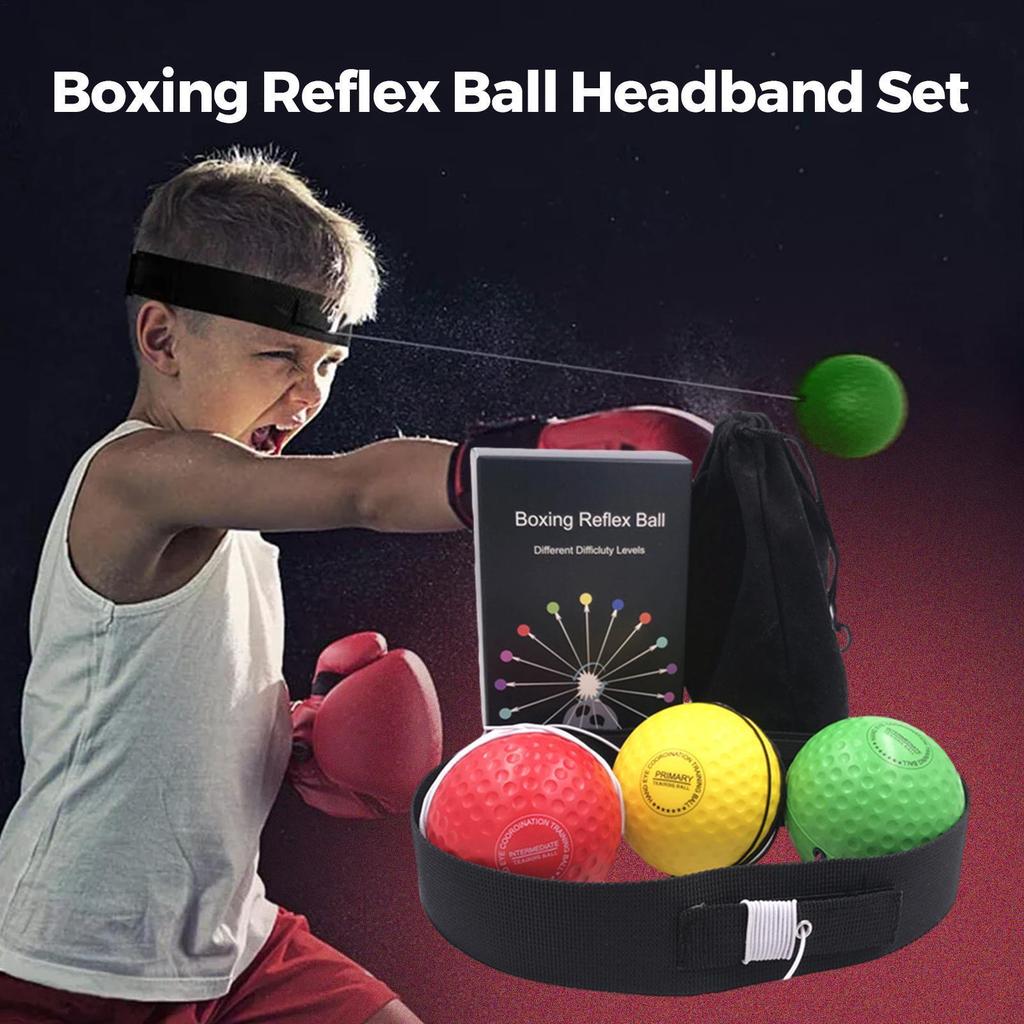 Boxing Reflex Ball Headband Speed Punch Ball Headband Set Mma Boxer Raising Reaction Force Hand Eye Training Set kouvn