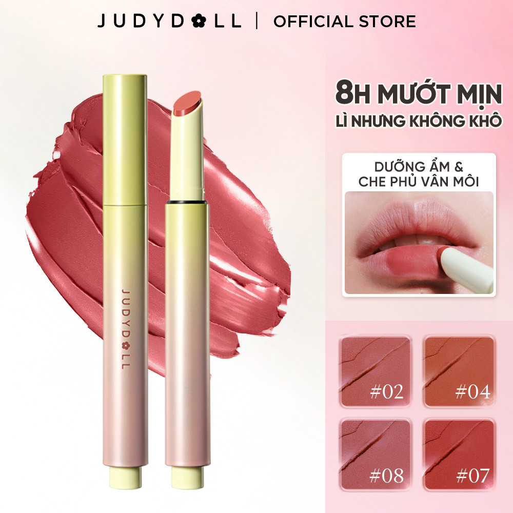 Son Lì JUDYDOLL Velvet Lip Mud Mịn lì Chất son bùn Mỏng nhẹ Mờ vân môi Không khô môi 2,3g