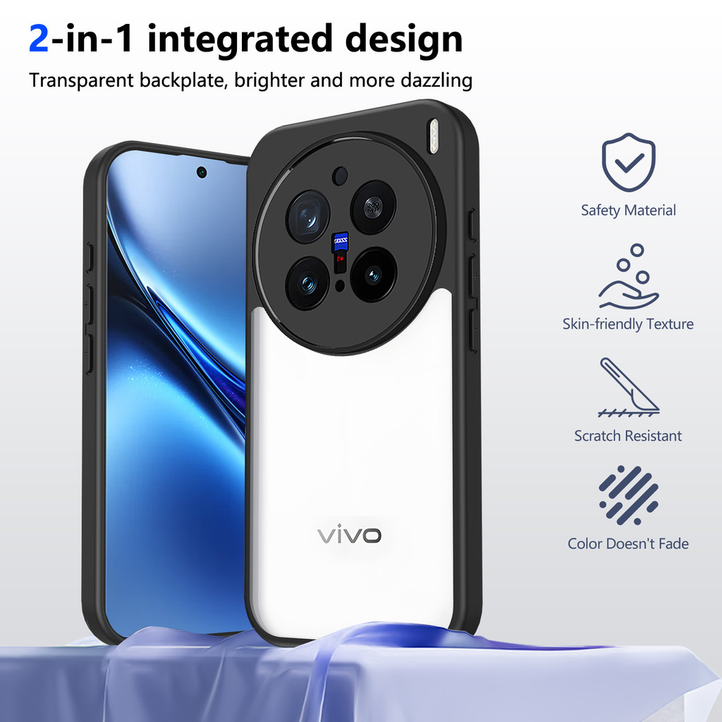 Ốp lưng Vivo X200 Pro Vỏ trong suốt mờ thời trang cho Vivo X200 Pro 5G Vỏ điện thoại