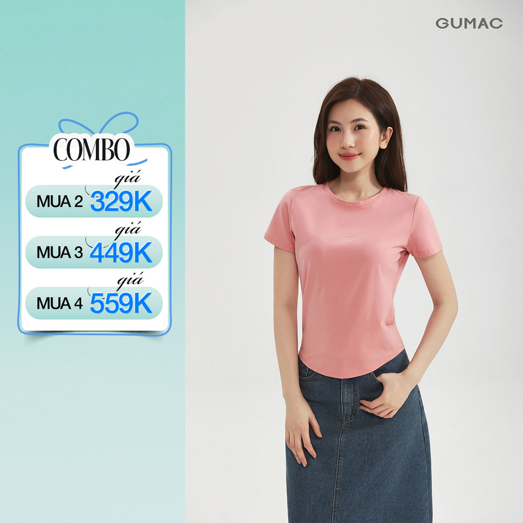 Áo Thun Ôm Nữ Gmorning - GUMAC Áo Phông Baby Tee Cổ Tròn Thun Cotton Trơn Basic Co Giãn Tôn Dáng YATD12002