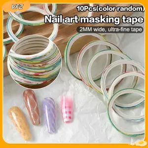 VFZ 10 Cuộn Băng Sọc Móng Tay Dây Cổ Vũ 3d Móng Tay Nghệ Thuật Dụng Cụ Cuộn Màu Đề Can Móng Tay DIY Đầu Móng Tay Stier Trang Trí Louislifecool