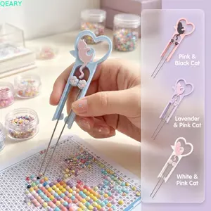 QEARY Perler Hạt Vị Trí Bút, Công Cụ Kim Đôi Hạt Cầu Chì Dài Tiện Lợi, Dụng Cụ Cầm Tay DIY Đầu Kép Chất Lượng Cao Mèo Đôi Bút Chì Hạt