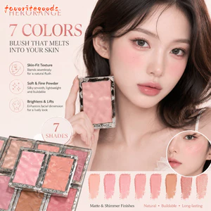 Phấn má hồng phấn FAVORITEGOODS‌, Bảng Highlighter Matte Shimmer chống nhòe, Phấn má hồng chống thấm nước lâu trôi màu hồng‌ Mỹ phẩm