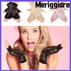 MERIGGIARE Găng Tay Ren Phụ Kiện Cưới Ren Lái Xe Găng Tay Dài Ngón Nữ Lưới Mitten