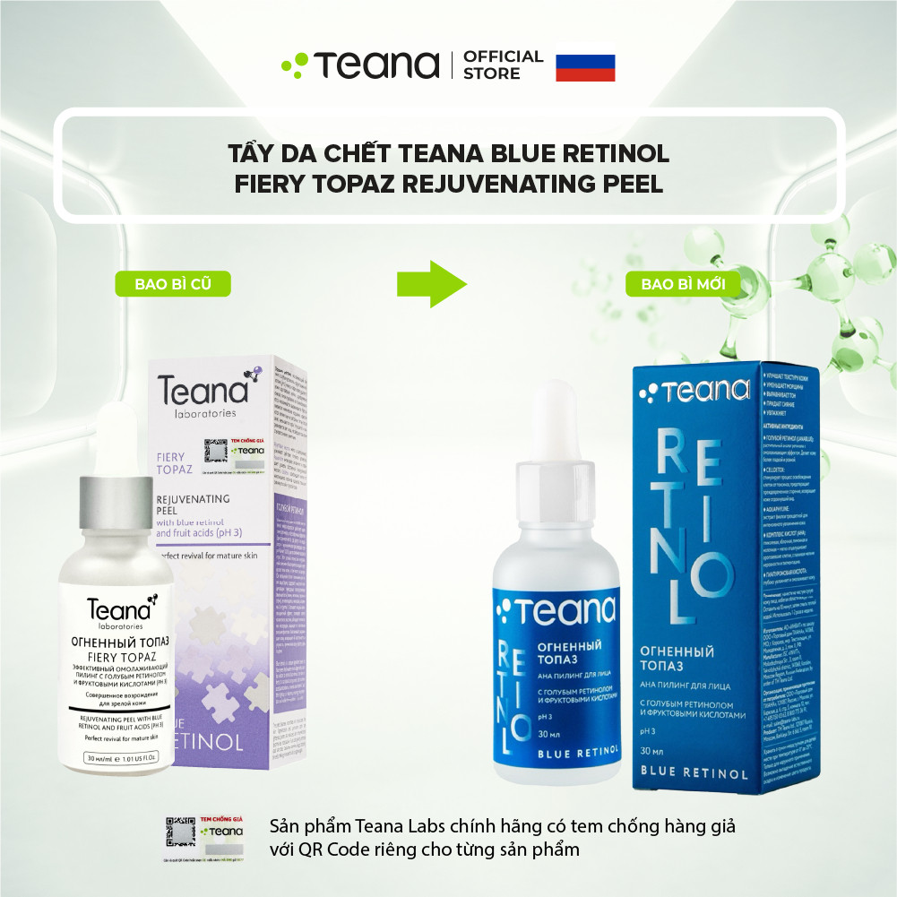 Peel Teana Blue Retinol Rejuvenating Fiery Topaz tinh chất thay da sinh học với Blue Retinol 30ml
