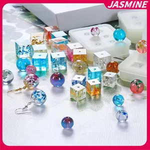 JASMINE Hình Chữ Nhật Khuôn Silicon Vuông Hạt Bóng 6 Lỗ DIY Epoxy Trang Sức Mặt Dây Chuyền Khuôn JASMINE