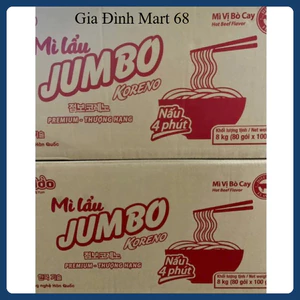 Mì Lẩu Koreno Jumbo 100g Thùng 80 Gói – Kim Chi, Bò Cay, Date Mới