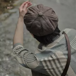 JULYHOT 1 Retro Nghệ Thuật Mũ Nồi Thời Trang Thường Ngày Hình Bát Giác Nâu Mỏng Báo Anh Bé Trai Mũ Họa Sĩ Mũ Massivedeals