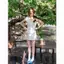 Cotton Jacquard Slimer Look Top Mùa hè Phong cách Hàn Quốc Phong cách Nhật Bản Trang trí ren nhẹ nhàng Áo ngắn tay